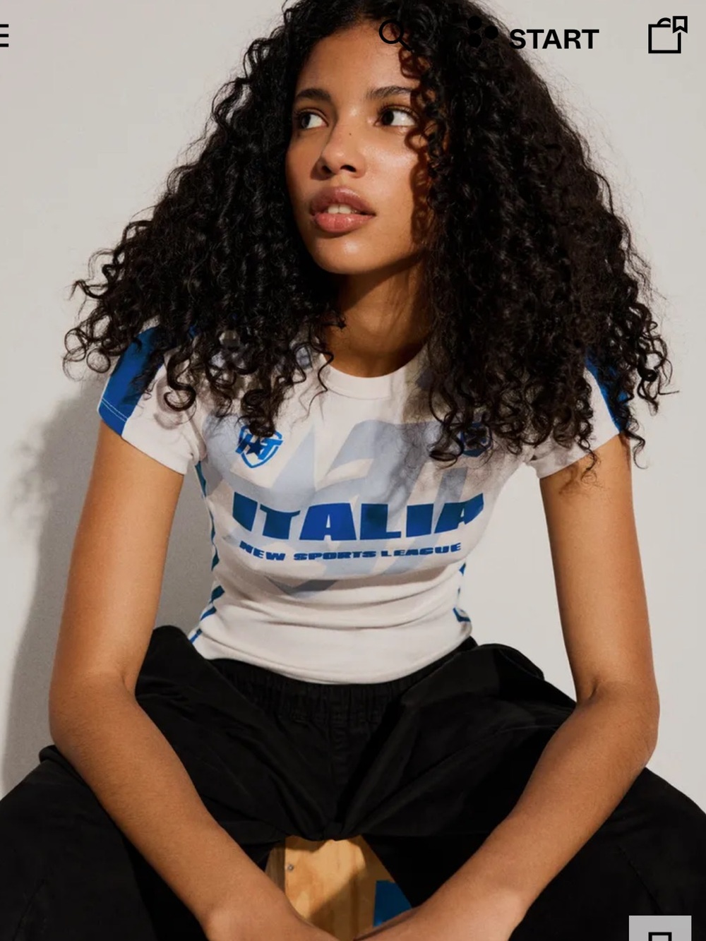 Bershka White T-Shirt with Blue 'Italia' Sport Print